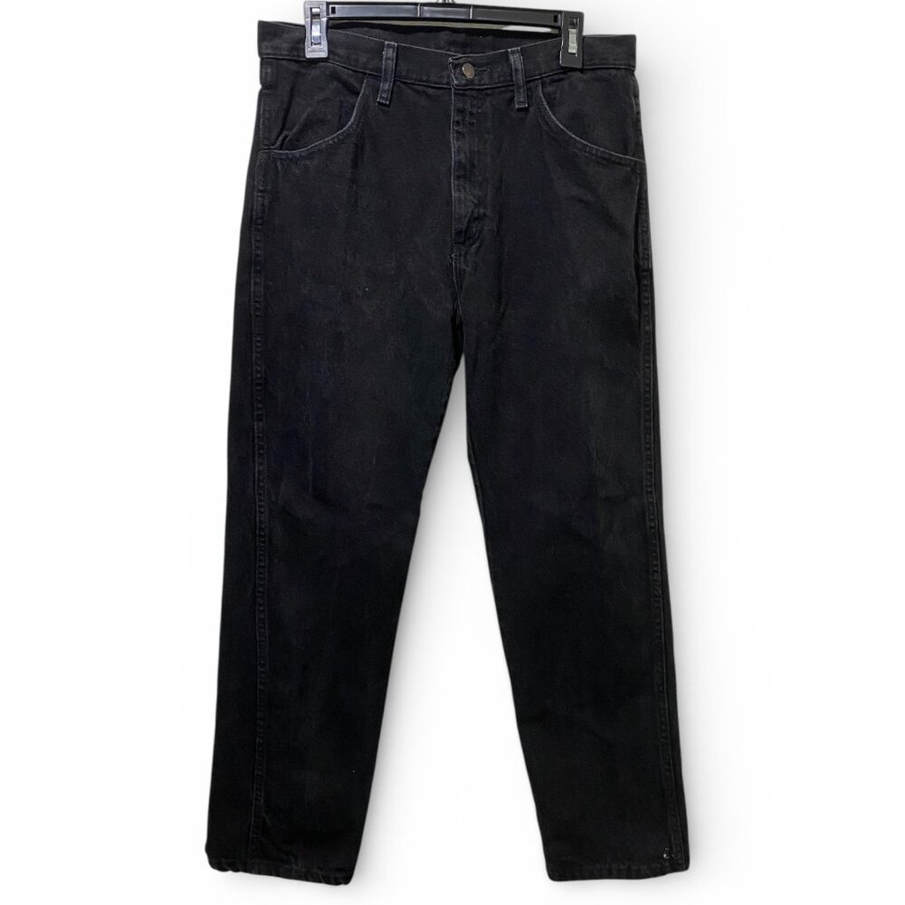 Rustler Men’s Black Denim Jeans 32x30 Straight Leg Cotton Casual Pants